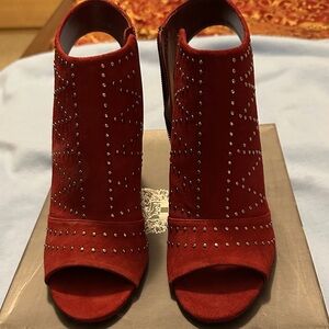 Elegant Red Studded Women's Heels